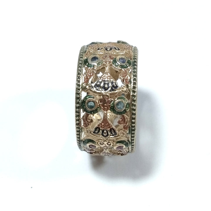 ETHNISCHER RING in Silber 925 vergoldet RING Handarbeit Rubin, Smaragd | ETHNISCHER SCHMUCK