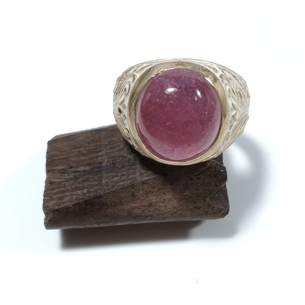 ETHNISCHER RING in Silber 925 vergoldet RING handgefertigter rosa Turmalin | ETHNISCHER SCHMUCK