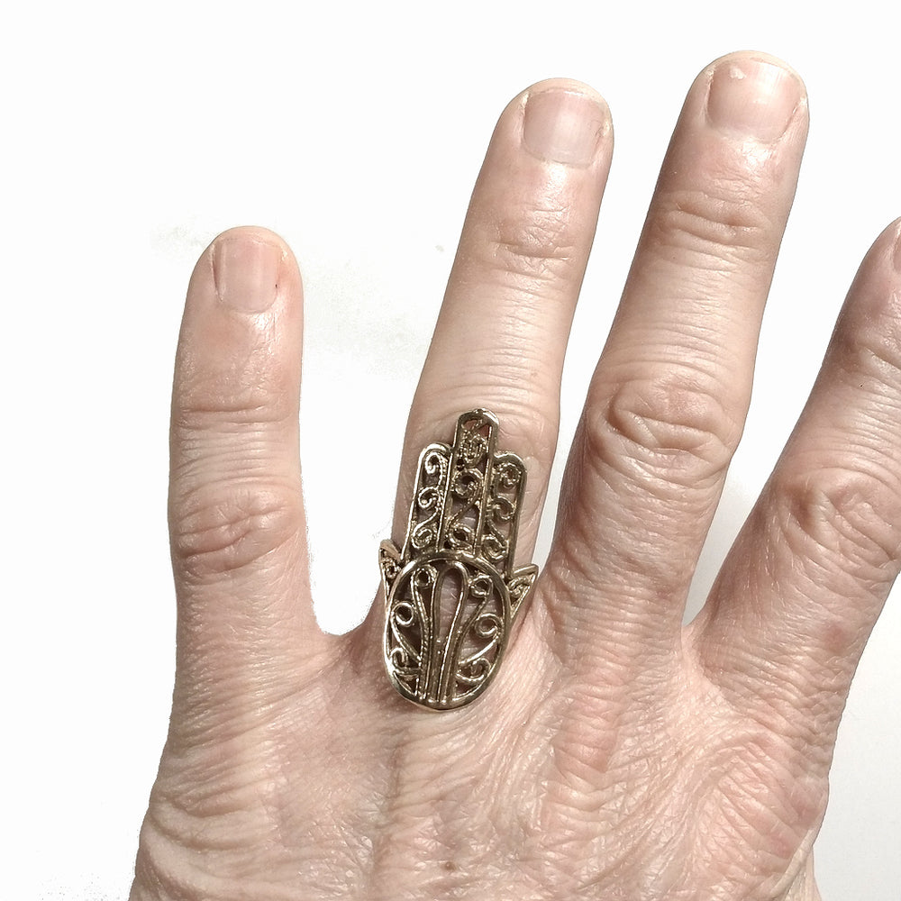 Handgefertigter RING aus Messing | Hand von Fatima | Messingschmuck Brass
