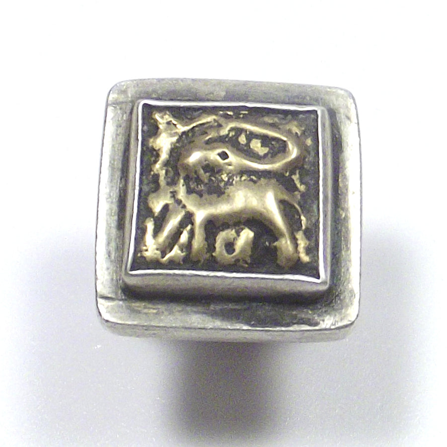 Anello SIGILLO etnico argento antico - emblema elefante