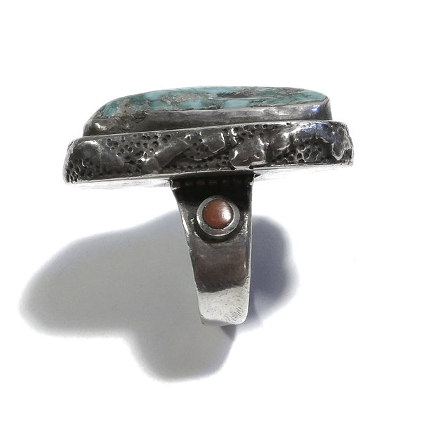 TIBETANISCHER AKAR Ring mit TÜRKIS in 925er Silber | Ethnischer Schmuck