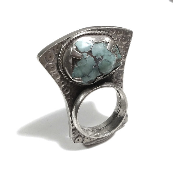 TIBETANISCHER ADEN Ring mit TÜRKIS und Koralle in 925er Silber | Ethnischer Schmuck