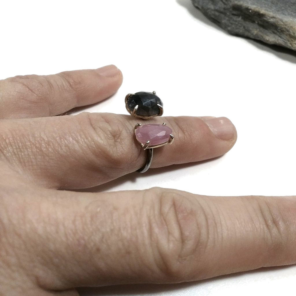 Ring mit Stein in 925er Rosésilber mit rosa und blauem Saphir | Klassische SCHMUCK