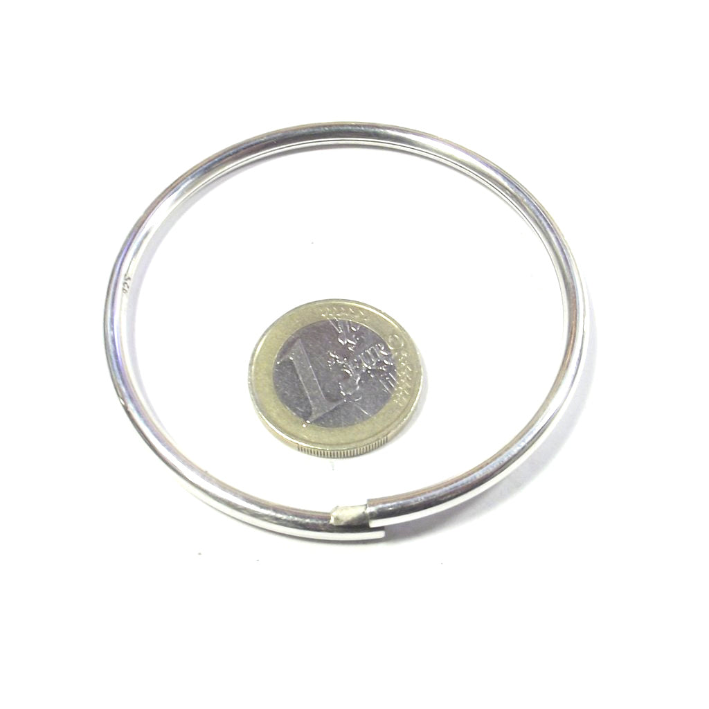 Bracciale rigido in argento 925 cerchio fine - liscio e aperto