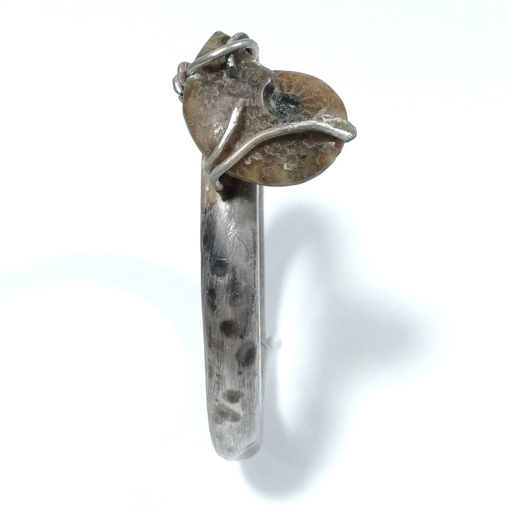 Bracciale d'argento in argento 925 Bracciale artigianale Fossile | GIOIELLI IN ARGENTO