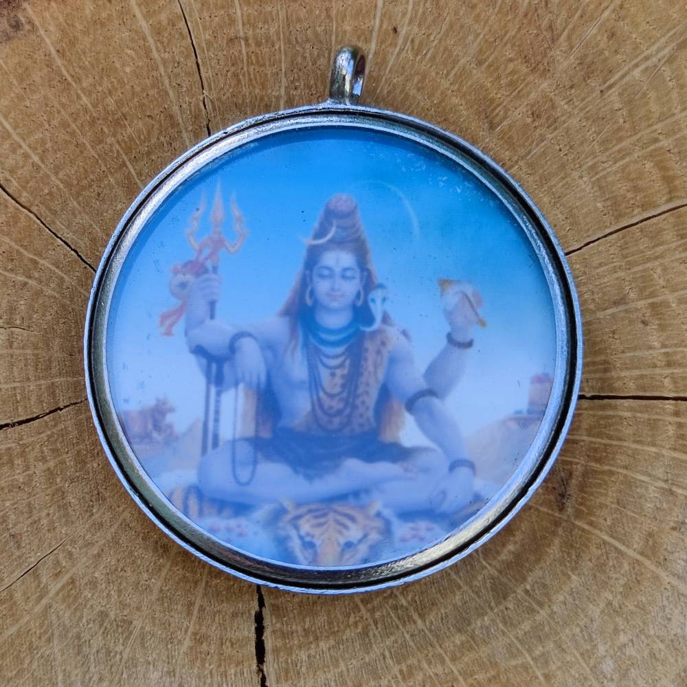 Ciondolo tradizionale indiano in ottone con Shiva