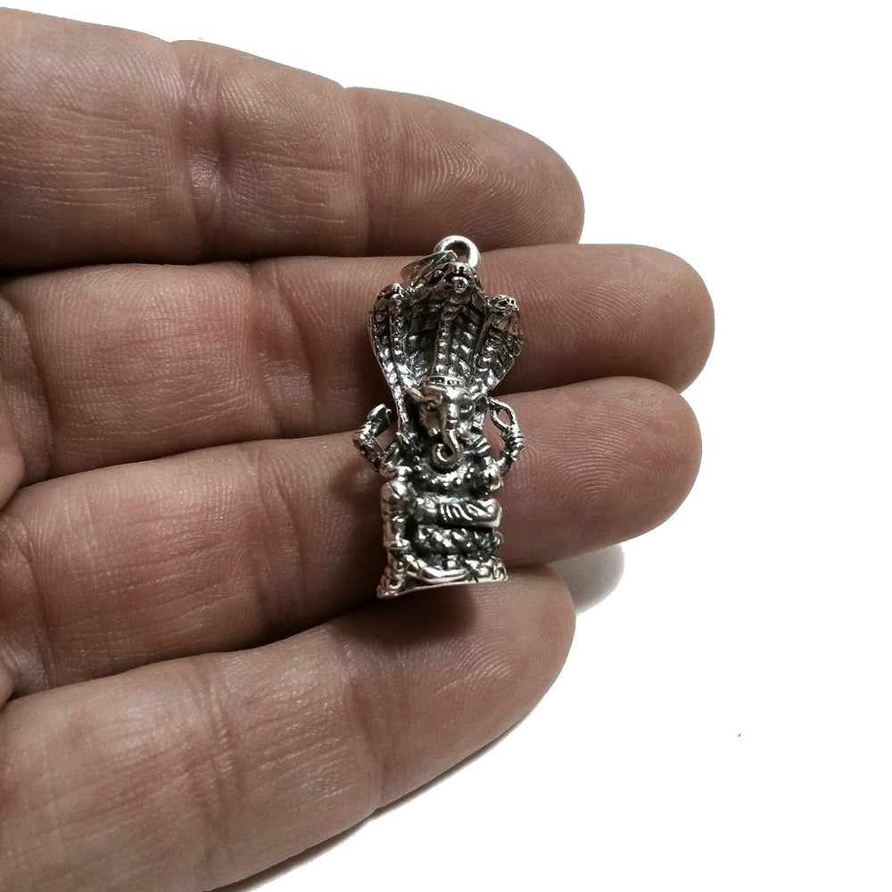925 Silber Ganesh mit Kobra-Anhänger - JHANSI