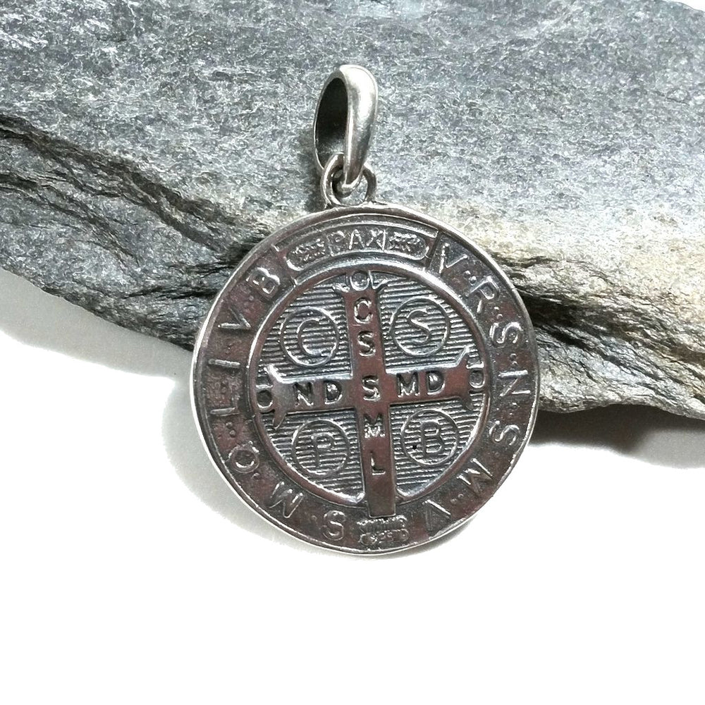 Medaglia di San Benedetto di norcia in argento 925 | Medaglia d'argento | Ciondolo