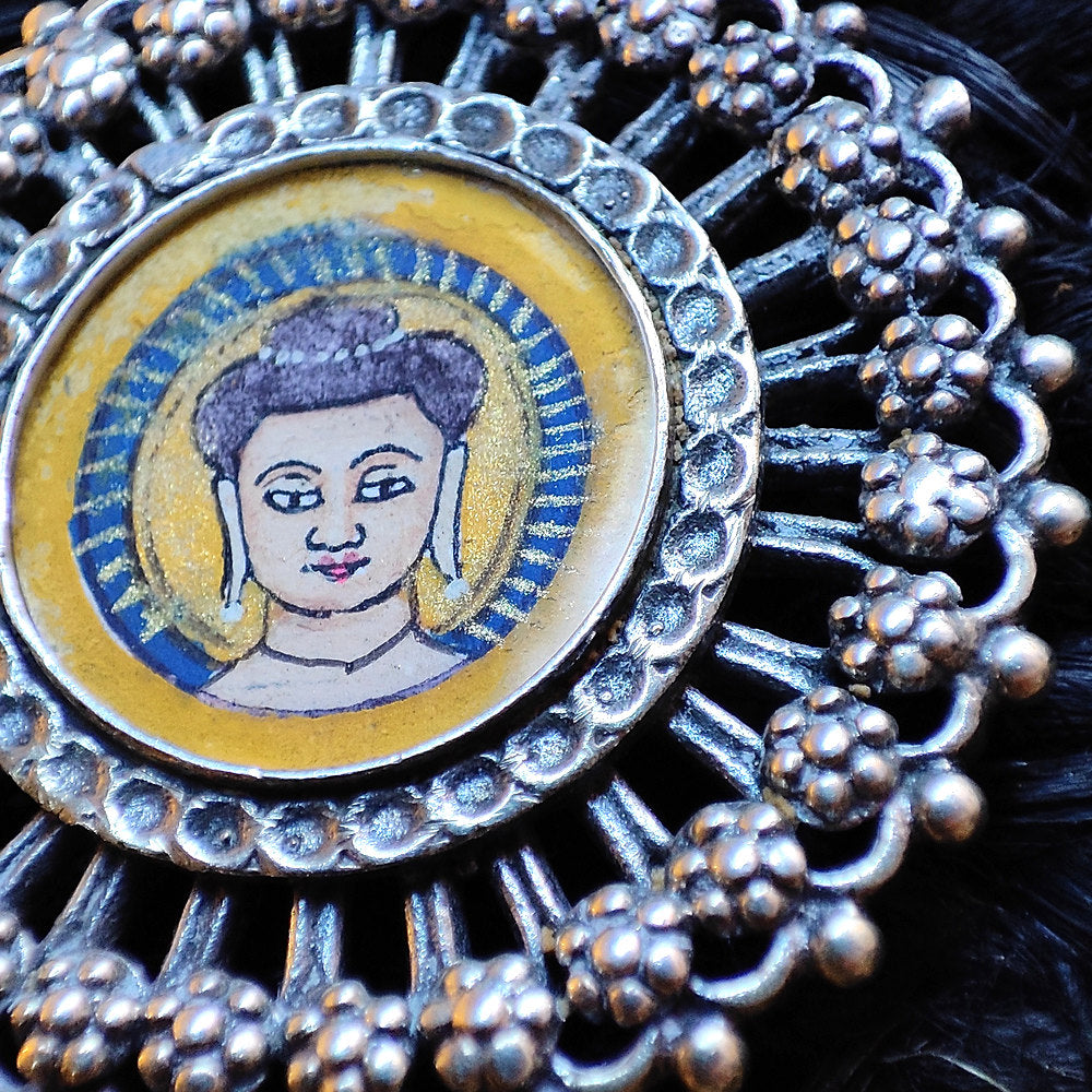 Collana con Buddha in argento 925 microdipinto a mano