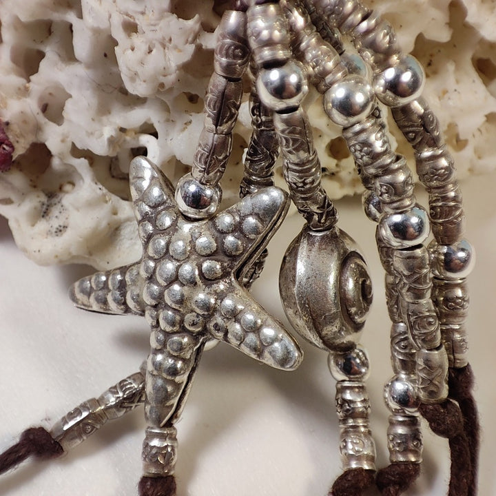 Ethnische Halskette mit FISCH in 925er Silber
