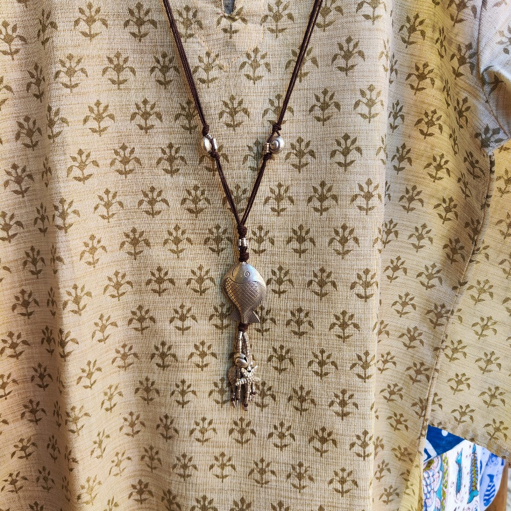 Ethnische Halskette mit 925er Silber FISCH - EISHA
