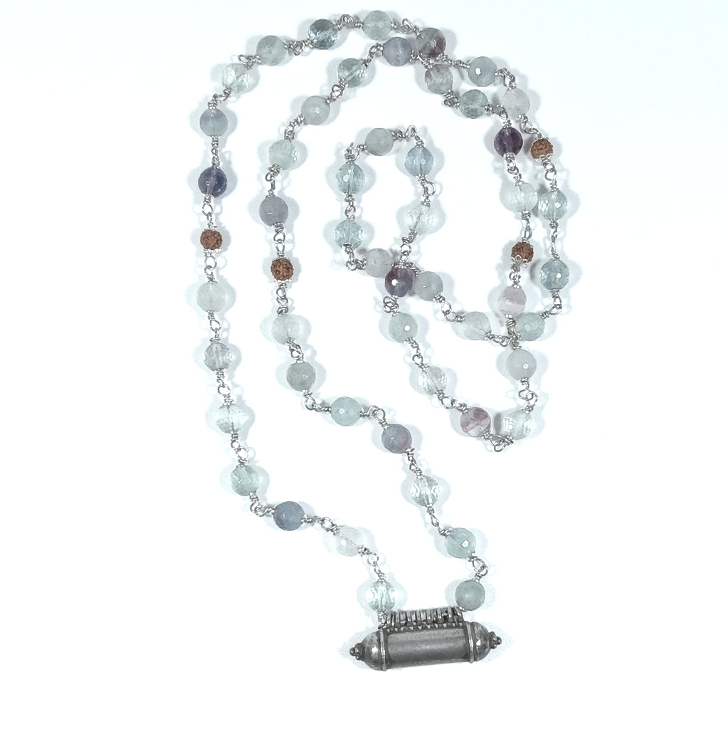 ETHNIC Halskette aus 925er Silber Flourite handgemachte Halskette | JAPAMALA