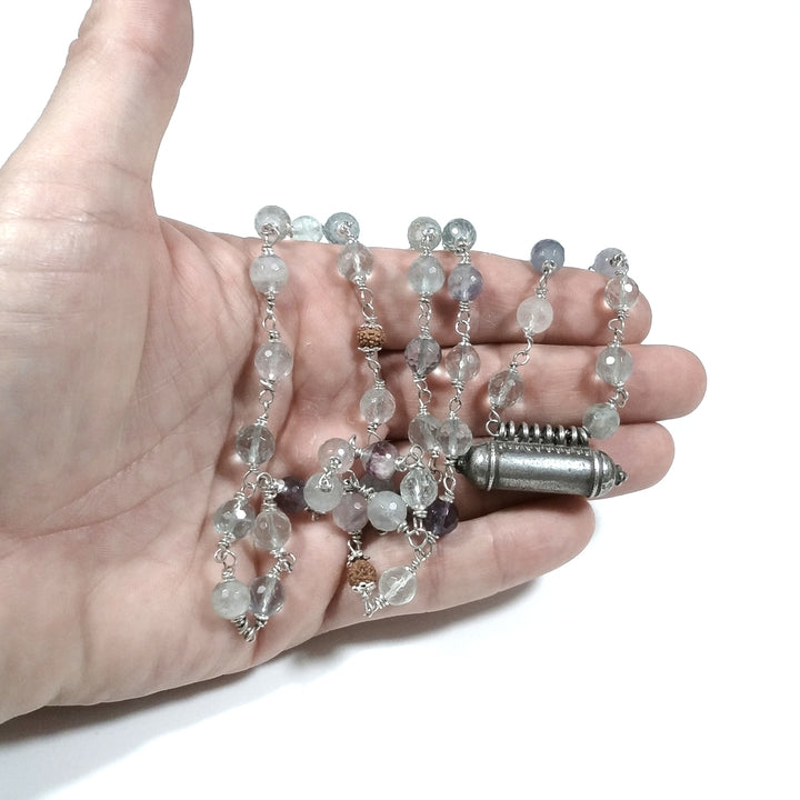 ETHNIC Halskette aus 925er Silber Flourite handgemachte Halskette | JAPAMALA