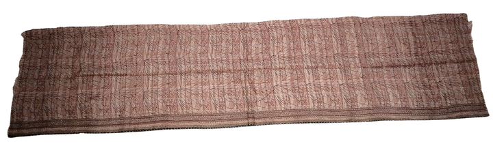 KANTHA Schal mit braunen handbestickten Vintage-Seiden-Mischgeweben