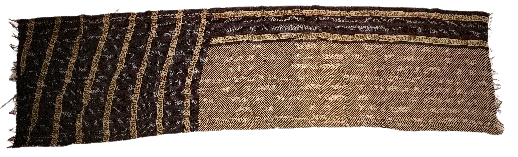 KANTHA Schal mit Vintage Seidenmischgewebe schwarze Handstickerei