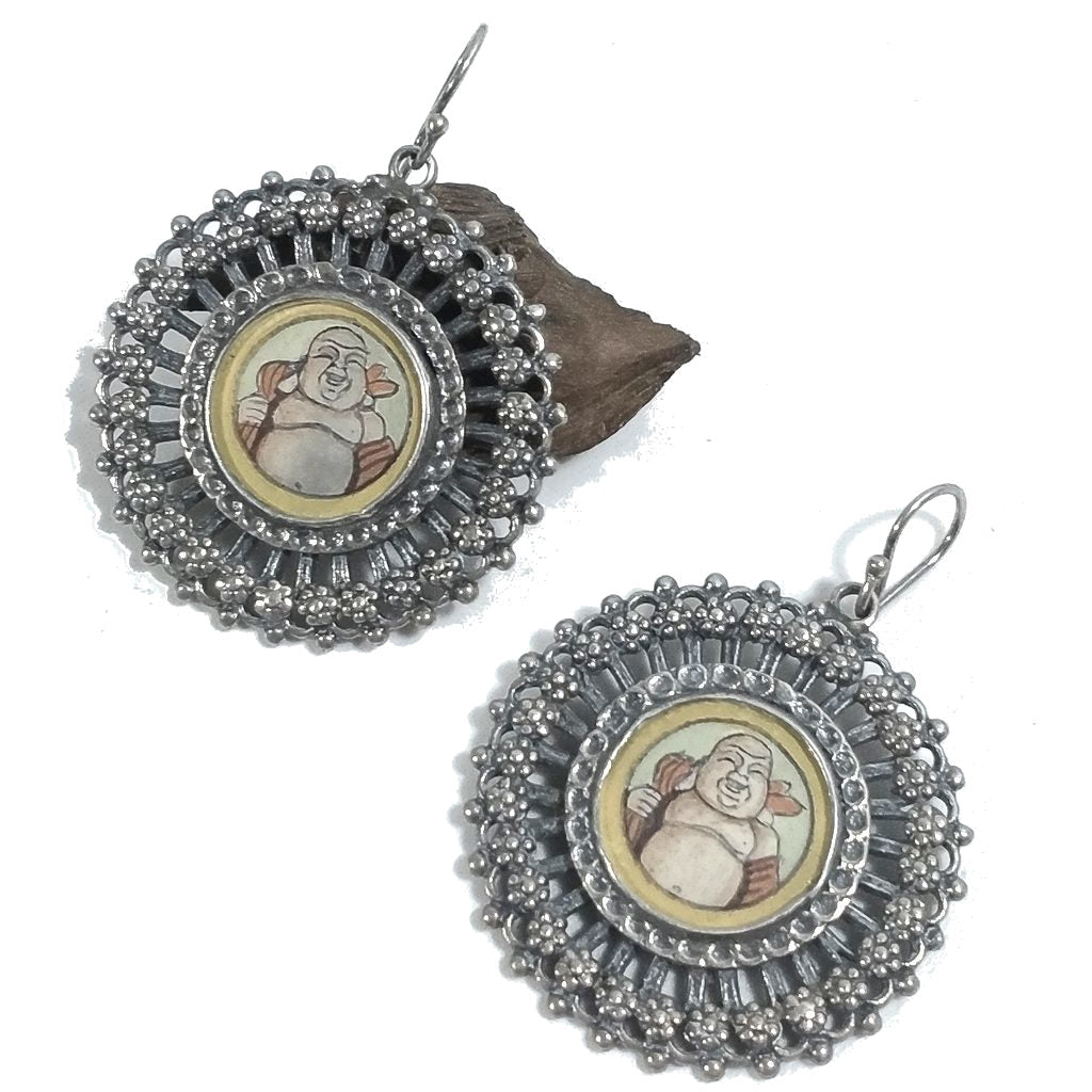 ORECCHINI Etnici In Argento 925 BUDDHA Grasso - Foto 2