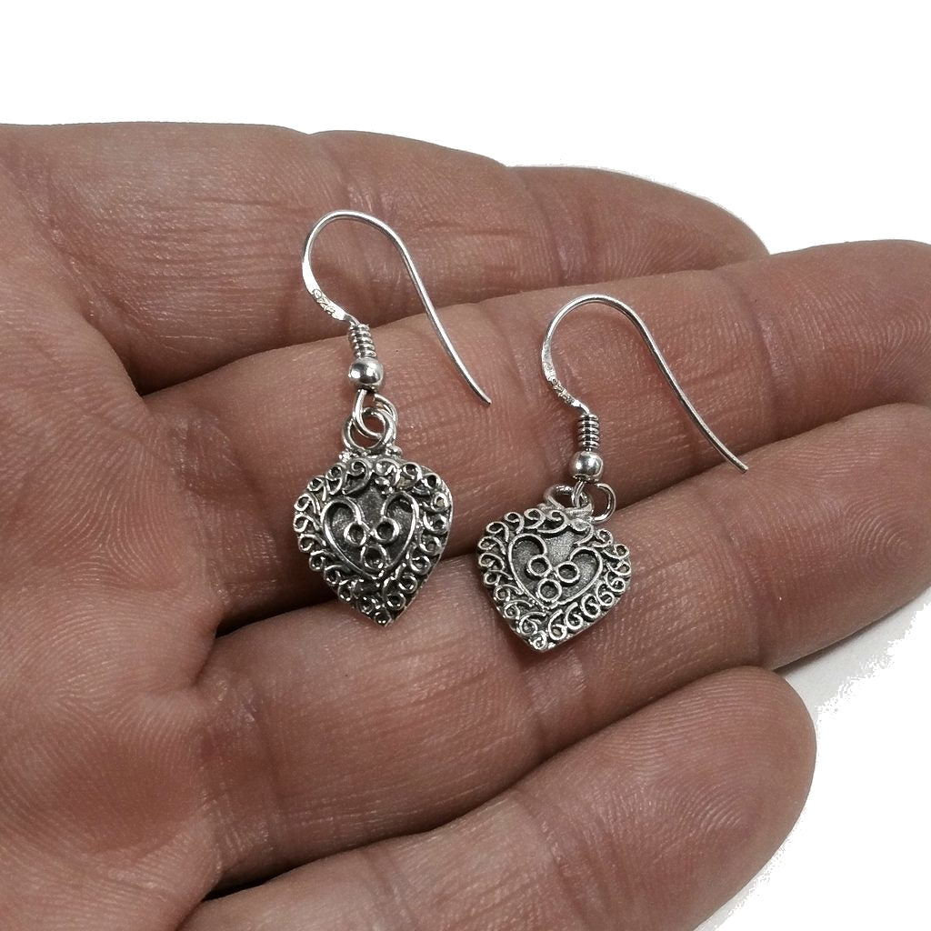 Ethnische Ohrringe aus 925er Silber, filigranes Herz – KADIRI