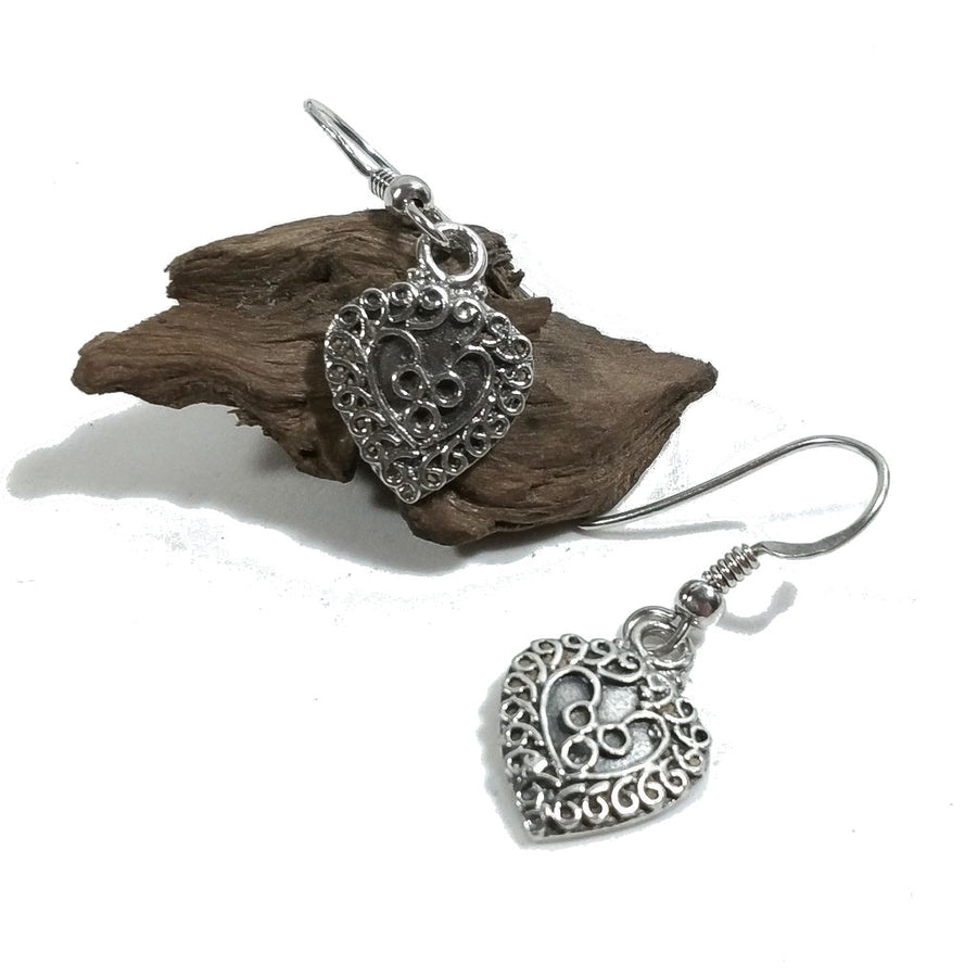 Ethnische Ohrringe aus 925er Silber, filigranes Herz – KADIRI