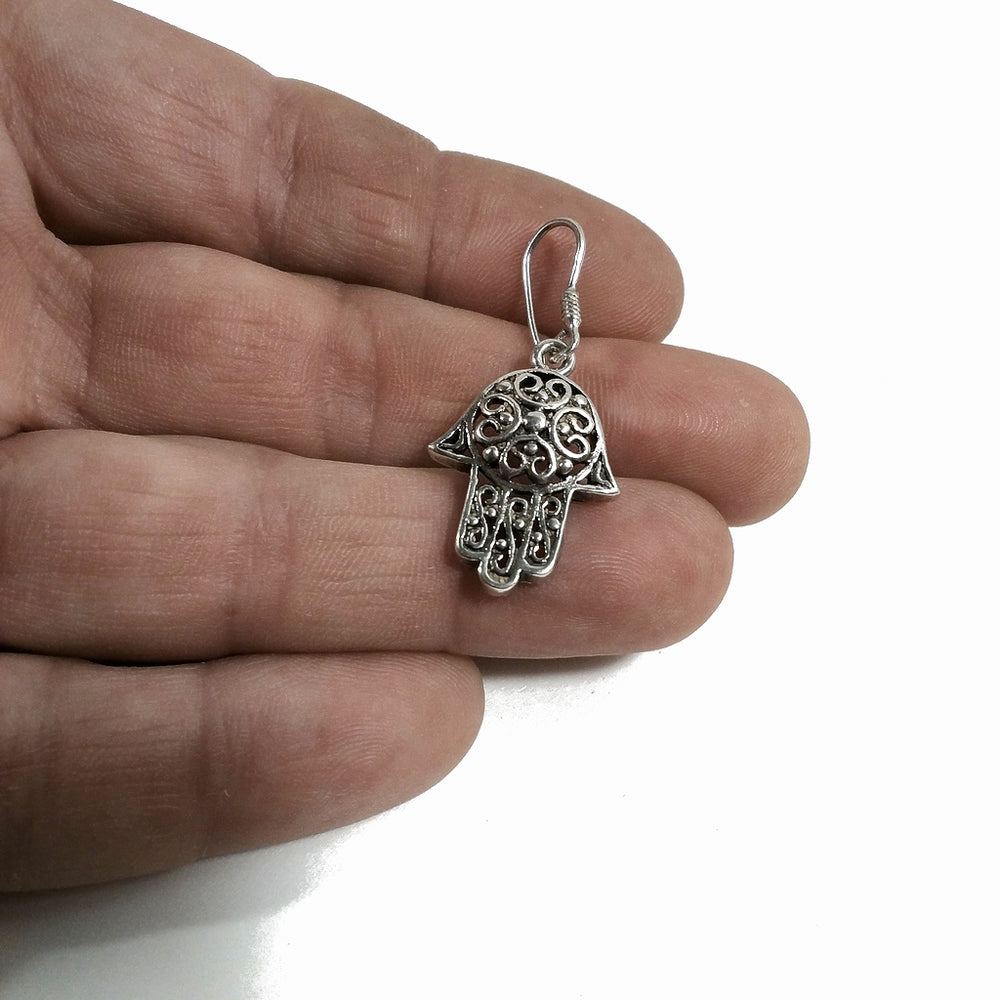 Ethnische Ohrringe Hand der Fatima aus 925er Silber – JASMIN