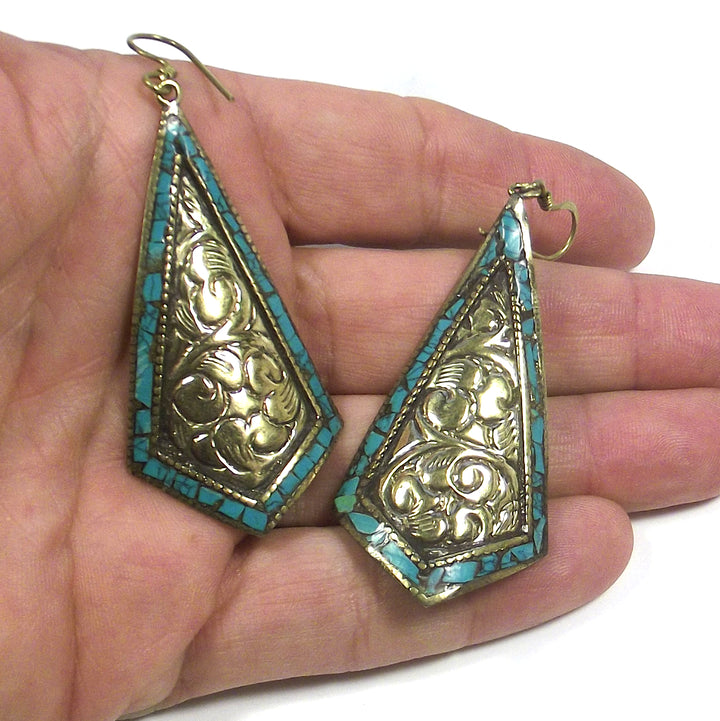 orecchini ottone turchese etnico earring ohrringe