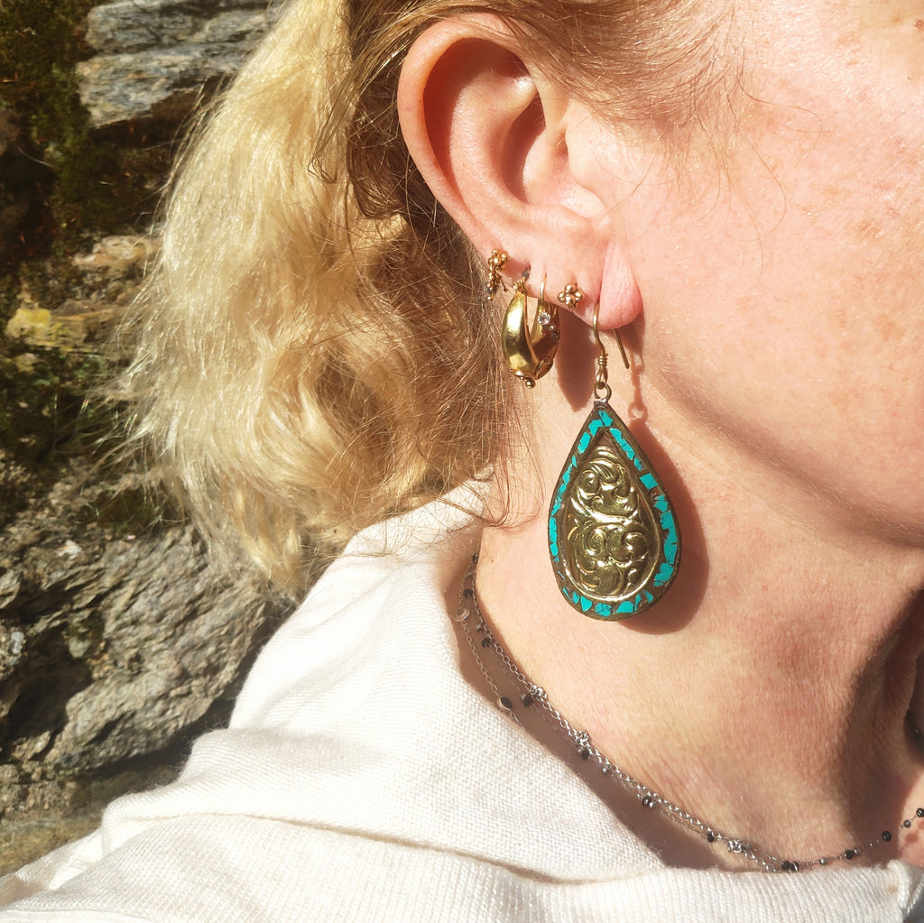 orecchini goccia tibet etnico earring ohrring