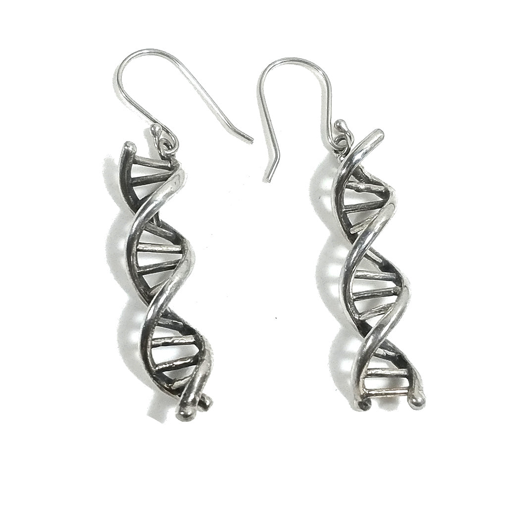 Handgemachte Ohrringe aus 925er Silber | DNA-Molekül | Genetischer Schmuck
