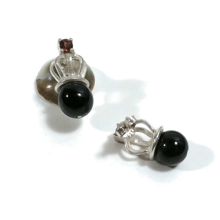 Orecchini da LOBO | Orecchini argento 925 - Onice nero - Granato | Gioielli argento piercing