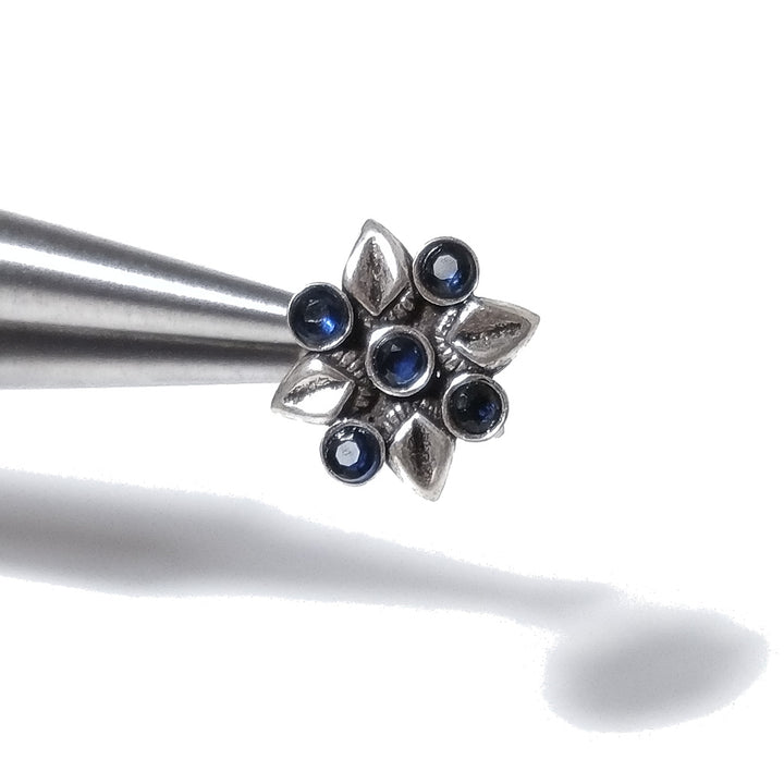 PANAREA Nasenohrringe | mit Spirale und Stein | 925er Silber | BOHO-Piercing