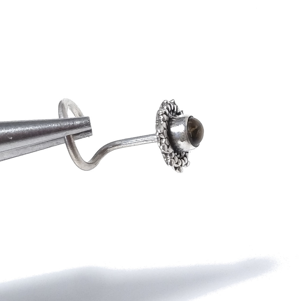 SANTORINI Nasenohrringe | mit Spirale und Stein | 925er Silber | BOHO-Piercing