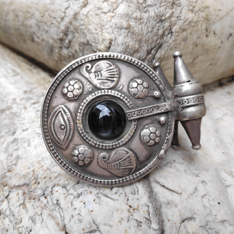 ORECCHINI tribali Gujarat Black Star -Dilatatore in argento
