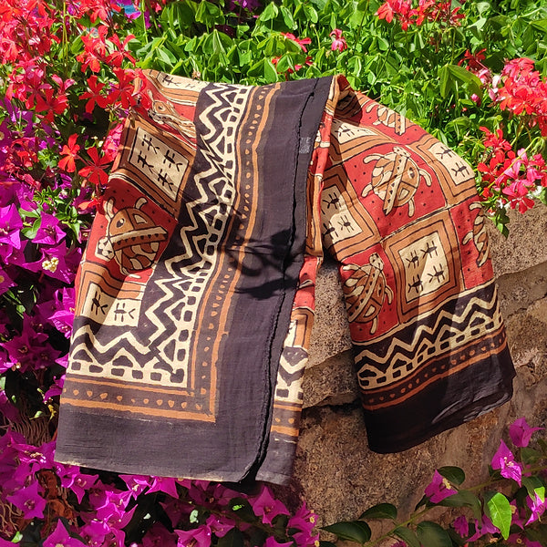 Pareo | Handgefertigter Baumwollschal mit Rajasthani-Ornamenten