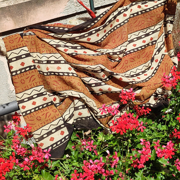 Pareo | Handgefertigter Baumwollschal mit Stammesmuster | Badetuch
