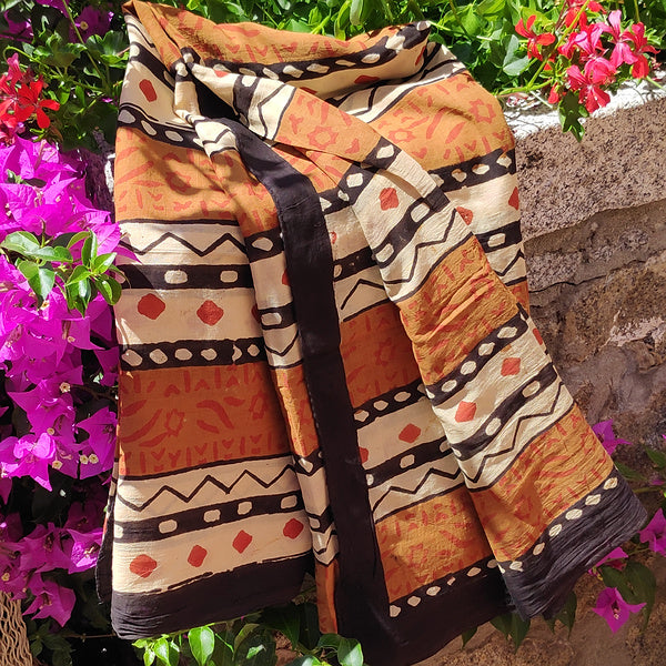 Pareo | Handgefertigter Baumwollschal mit Stammesmuster | Badetuch
